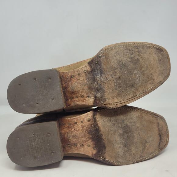 Pecos Bill Boots Mens 9D Brown Leather Square Toe Western Cowboy Cross - Picture 13 of 13